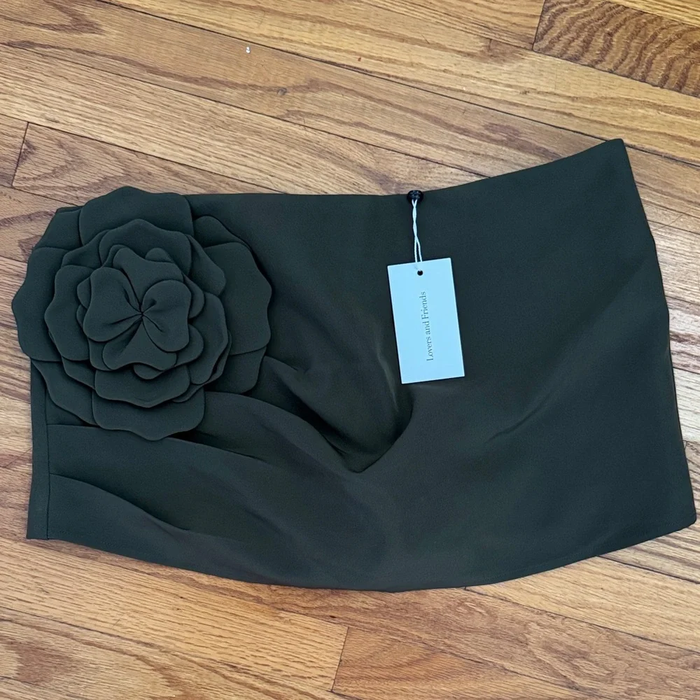 Revolve Zora Olive Green Skort with Floral Accent - Picture 5 of 6
